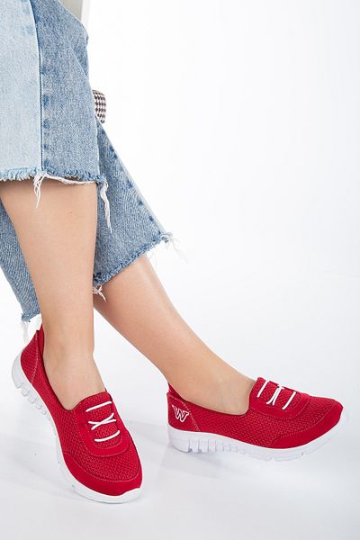 MİSSWEMODASHOES Women's Orthopedic Red Elastic Walking Shoes
