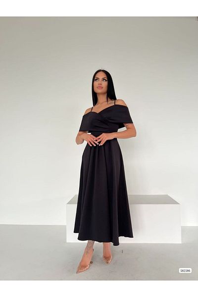 vuvutasarım Νέα σεζόν Scuba Fabric Shoulder Λεπτομερές γυναικείο βραδινό φόρεμα επιστροφής στο σπίτι 582586