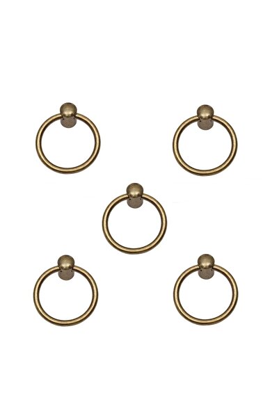 EYM 5 Adet Halka Sarkaç Antik Sarı Tek Vidalı Mobilya Kulp Düğme