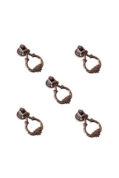EYM 5 Adet Çiçekli Sarkaç Eskitme Düğme Antik Bakır Mobilya Kulp