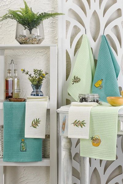 INTER Z Cotton Waffle 6 Pieces Kitchen Drying Cloth Set