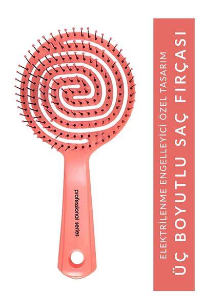 Layes Professional Bun Brush and Pink pro three-dimensional comb oval hair opener brush