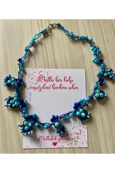 handmade by sevgi EL EMEĞİ OYALI DOĞAL TAŞLI KOLYE