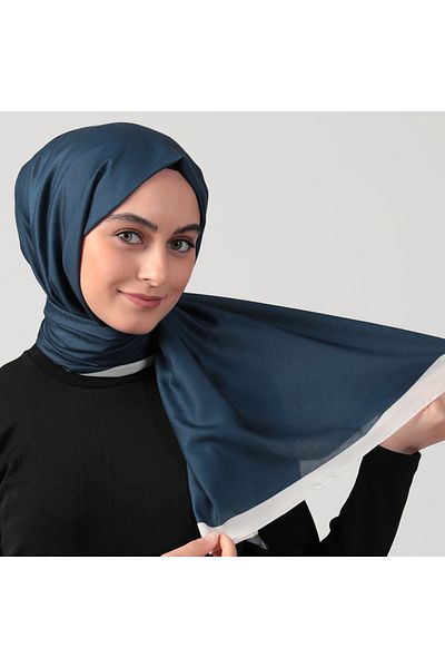 ipekistanbul Şal din mătase din bumbac - Şal de culoare uni - bleumarin