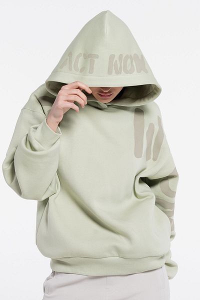 Friday Offset Thomas Women Mint Green Extra Oversize φούτερ με κουκούλα Hoodie - 3 νήματα