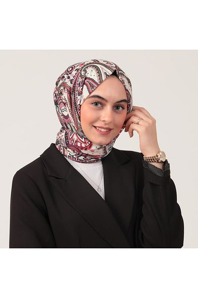 ipekistanbul Cotton Silk Shawl - Ethnic Pattern - Red