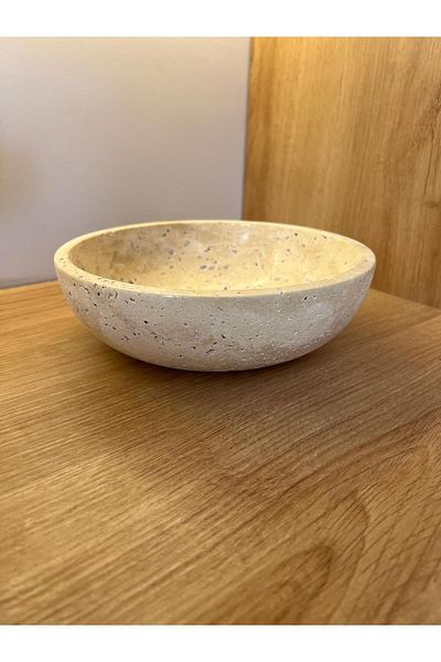 helya marble Διακοσμητικό μπολ & θήκη παρουσίασης από φυσική πέτρα Travertine