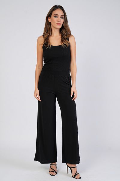 Nelly Plus Size Black Sandy Wide Leg Trousers