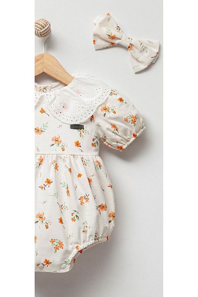 Jikko Baby طقم بذلة رومبير من الموسلين بنقشة الزهور 8001