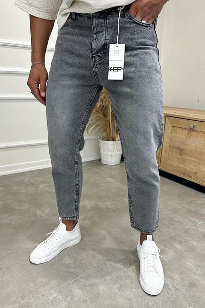 MADZEYMODA Boyfriend pánské šedé džínové džíny