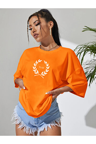 Revasser Unisex γυναικείο/ανδρικό μπλουζάκι REVASSER PERRY Πολύχρωμο, προσαρμοσμένο με στάμπα μεγάλου μεγέθους, βαμβακερό χτενισμένο βαμβακερό μπλουζάκι