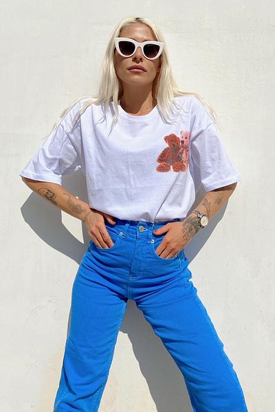 Swist Tricou alb pentru damă, cu imprimeu Best Homies, cu gâtul rotund