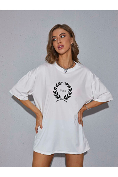 Revasser Unisex γυναικείο/ανδρικό μπλουζάκι REVASSER PERRY Πολύχρωμο, προσαρμοσμένο με στάμπα μεγάλου μεγέθους, βαμβακερό χτενισμένο βαμβακερό μπλουζάκι