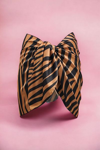 pistore Copper Zebra Patterned Short Pareo Satin Women's Beach Dress New Season