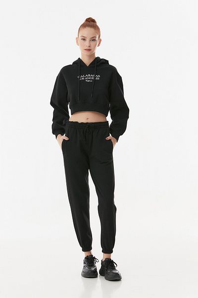 Fulla Moda Παντελόνι Jogger με δαντέλα-μέση