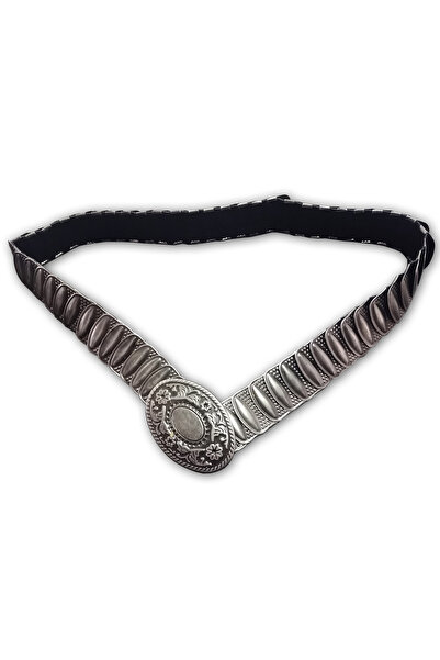 AĞIRSOY Elastic Women's Belt, Metal Sequin, Antique