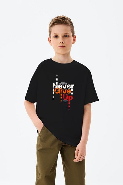 ADABEBEK Never Give Up Tricou imprimat colorat pentru băieți