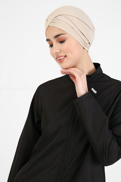 Vera Aura Ready Turban Καπάκι Μπεζ σταυρωτό γυναικείο μανίκι μαγιό Καπάκι μαγιό