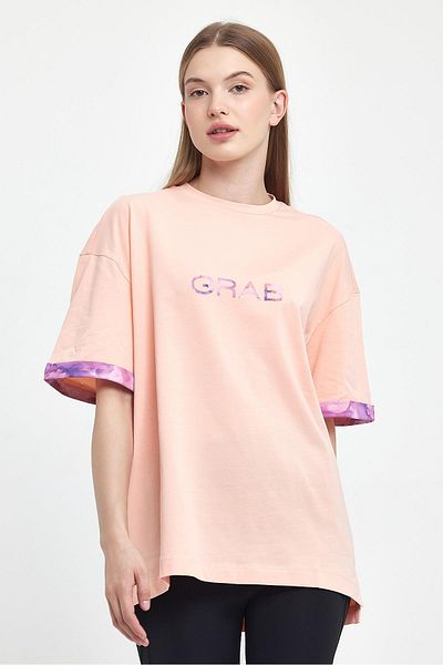 GRAB Tricouri supradimensionate de damă cu imprimeu somon