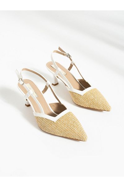 Alemdar Shoes Pantofi de damă cu toc din in alb STEVE