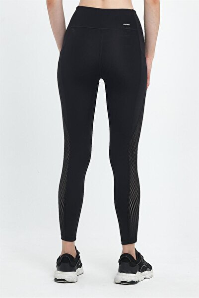 GRAB Women's Black Mesh Detailed Sports Tights