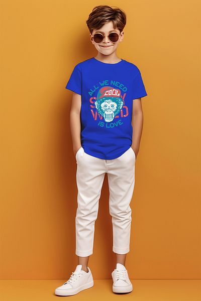 ADABEBEK Όλα όσα χρειάζεστε είναι Love Written Cool Monkey Printed T-Shirt για αγόρι