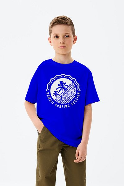 ADABEBEK Hawaiian Surfing Session Written Palm Printed Boys' T-Shirt