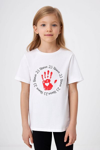 ADABEBEK Tricou pentru fetiță cu imprimeu special, cu model de mână pentru copii, 23 aprilie
