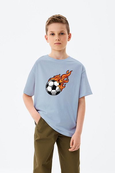 ADABEBEK Tricou pentru băiat cu detalii Burning Football