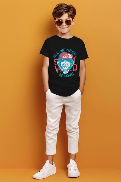 ADABEBEK Όλα όσα χρειάζεστε είναι Love Written Cool Monkey Printed T-Shirt για αγόρι