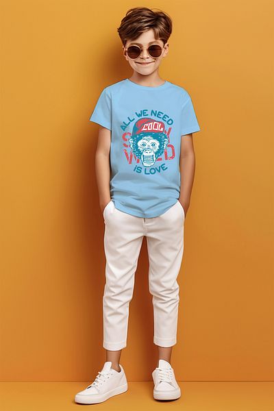 ADABEBEK Tot ce avem nevoie este tricou pentru băieți cu imprimeu cool cu ​​maimuță scrisă de dragoste
