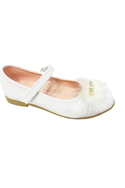 Ayakkabı Ülkesi Balerina Fete Ortopedică Pietrită, Velcro, Albă