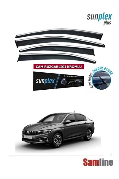 SUNPLEX Fiat Egea Sedan 2023 Model Kromlu Cam Rüzgarlığı (4 Cam Set)