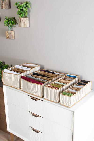Serstil Συρτάρι 8 θέσεων Μπεζ ριγέ Organizer Organizer Large 24 X 37 X 18