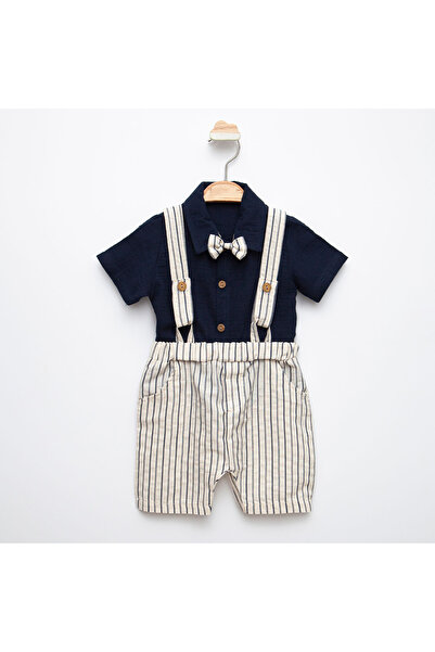 kidsepet PAMUK KETEN CEPLİ ÇİZGİLİ 2'Lİ ERKEK BEBEK&ÇOCUK SALOPET TAKIM