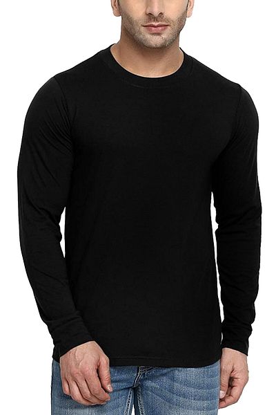 ROCKANDROLL Plain Black, Gray, White Long Sleeve Crew Neck Men's Combed Cotton T-Shirt 3 Pack Eco Pack