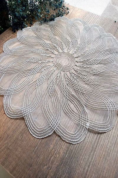 Emtory Home Large Size Gray Flora Tray Cover - Tray Cover - American Service - Dowry Guipure 1 Piece