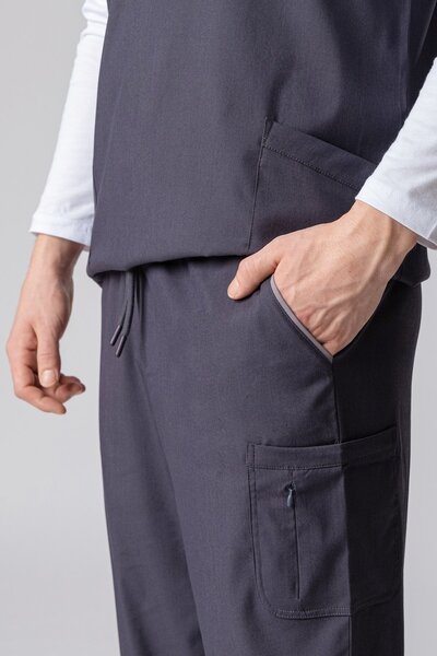 Medikal Dolap Bergama Men's Anthracite Single Bottom Lycra-Ribbed Leg-Pocketed-Doctor Nurse Uniform-Scrubs-Surgical Clothing