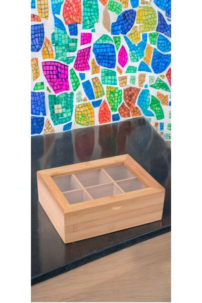 HİNESSA 6 Bölmeli Bambu Poşet Çay Kutusu 24x16x7cm