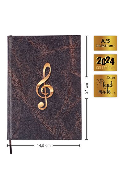 BİDEFTER لوحة ملاحظات البيانو (خط قطع مع مفاتيح LEFT FA) 100% صناعة يدوية، خياطة يدوية، غلاف مطلي (A/5)