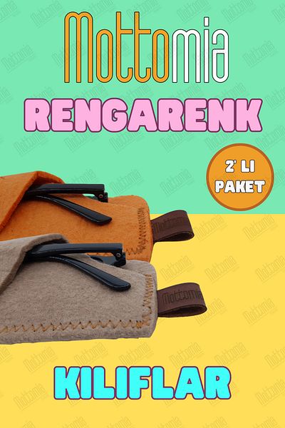 mottomia Double Color Orange and Tan Felt 100% Handmade Sun and Reading Glasses Case