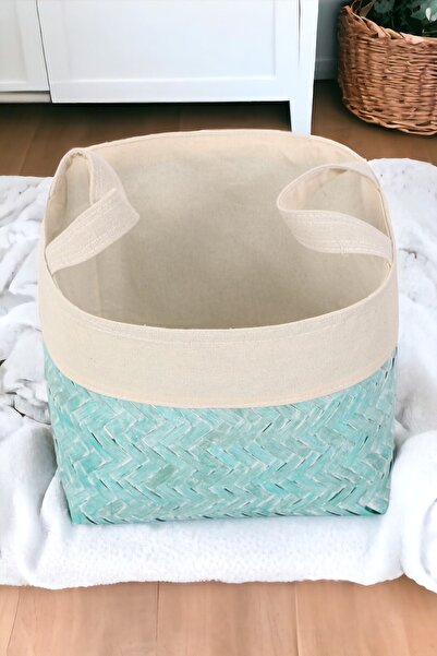 oceanpoint Blue Natural Bamboo Basket - Bathroom and Kitchen Organizer, Multi...