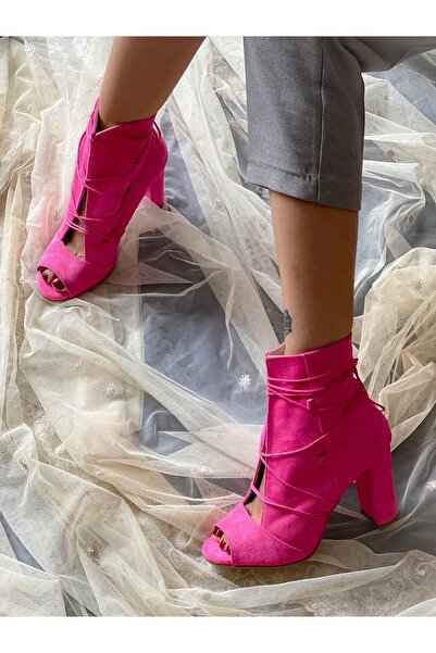 irmona Happy Fuşya Dana Süet Ipli Yazlık Topuklu Bot Bottie