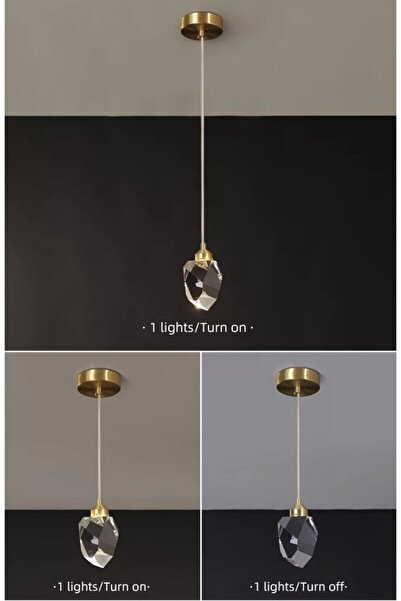 burenze Modern Luxury Kristalize Cam Tekli Sarkıt Led Avize Gold Sarı