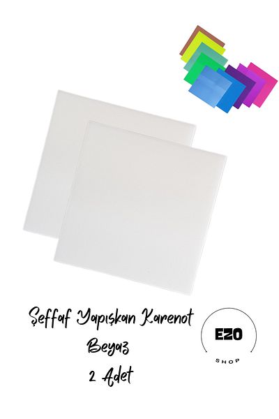 EZOSHOP Transparent Colored Postit Sticky Post-it Note Paper Karenot White 2 Pieces (2 X 50 SHEETS)