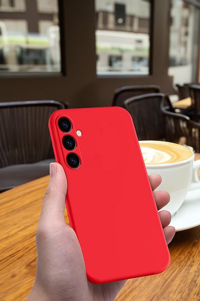 Merwish Samsung Galaxy A15 Compatible Velvet Launch Silicone Case Cover Red