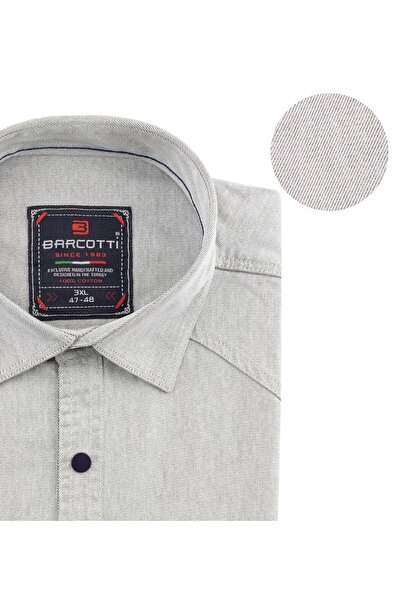 marufshop Men's Large Size 118-191 Long Sleeve Jeans Shirt Stone Suitable for Weight Interval