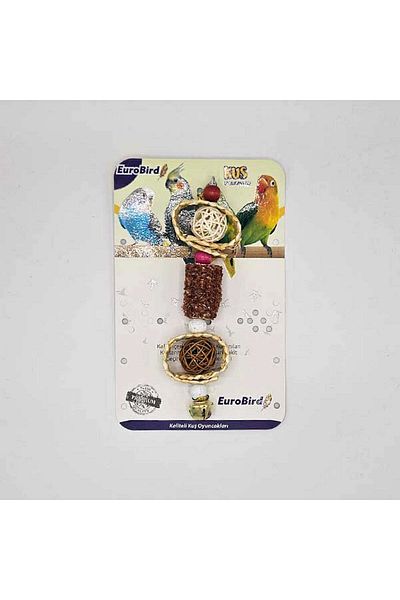EUROBIRD Bird Toy with Bell - 2 Wicker Balls and 1 Cob 21051
