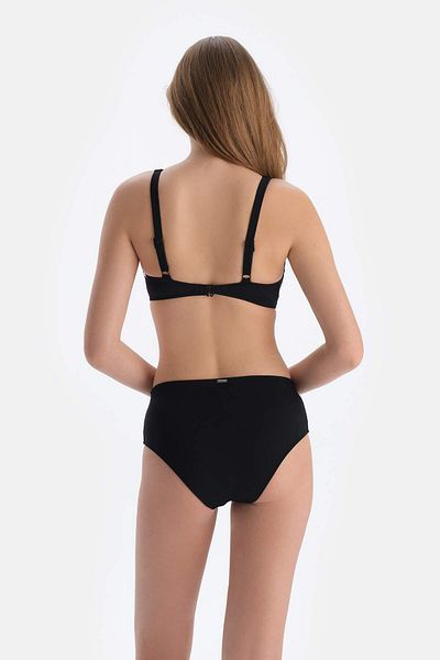 Dagi Schwarzes Bikinihöschen mit hoher Taille – Tülldetails