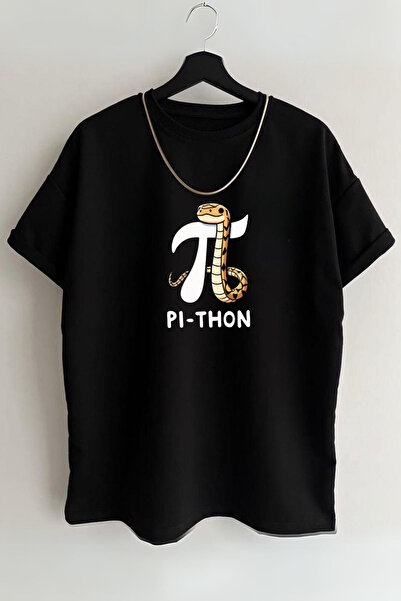 AEMİ Matematik Pi Sayısı, Pi Günü, Pı-Thon Baskılı Tshirt- Oversize %100 Pamuklu Tişört